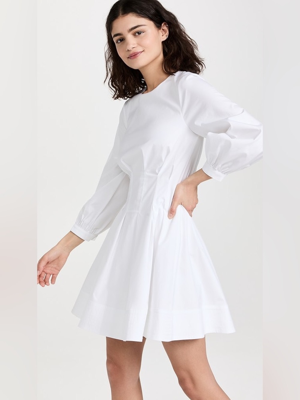 Like New Veronica Beard Torres White Long-Sleeve A-Line Dress Size 16